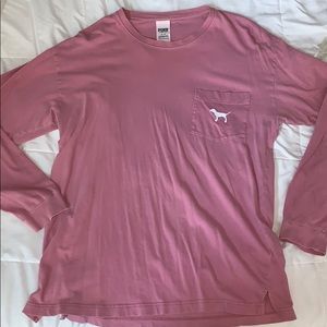 Pink long sleeve shirt with chest pocket